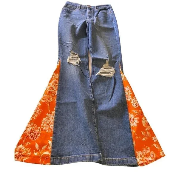 Reworked Distressed Wide Leg Flares - Picture 3 of 4